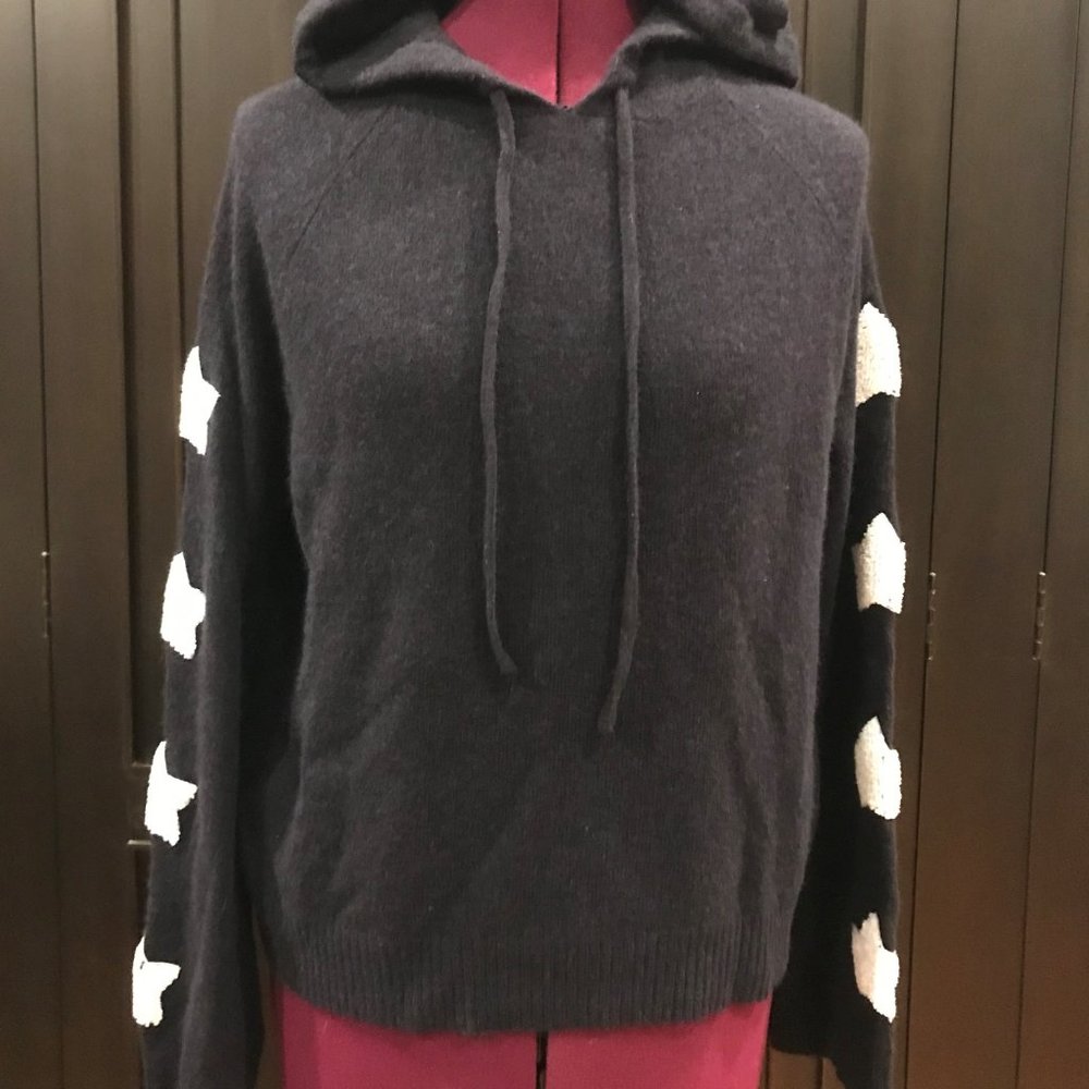 Blank Paige Navy Star Sleeve Woman’s Hoodie Sweater, Size Medium (fits small)